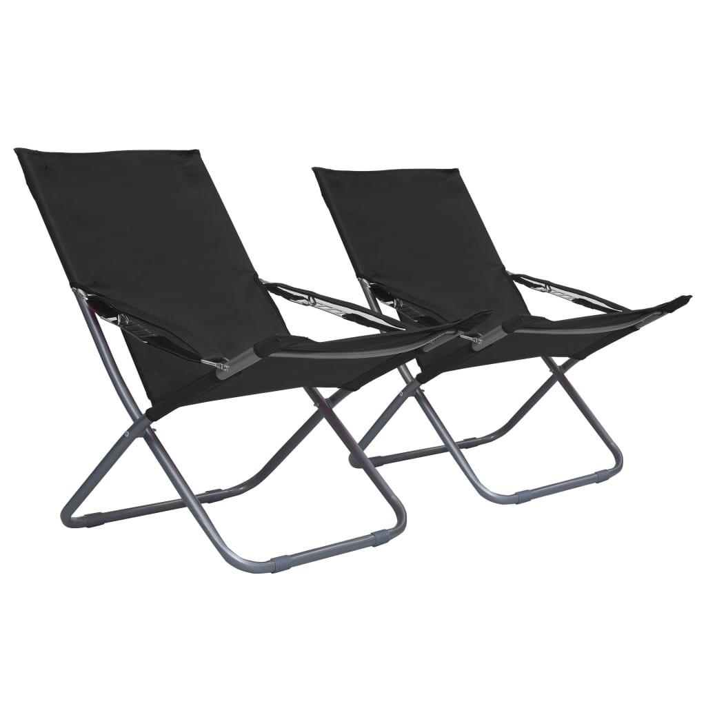 Billede af Foldbare strandstole 2 stk. stof sort