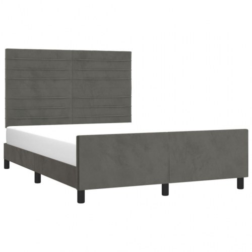 Sengeramme uden madras i fløjl - mørkegrå 140x200 cm med justerbar gavl