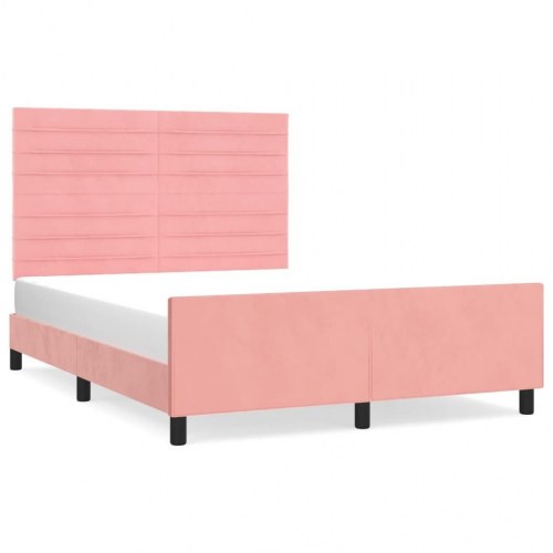 Sengeramme med sengegavl 140x200 cm - fløjl, pink