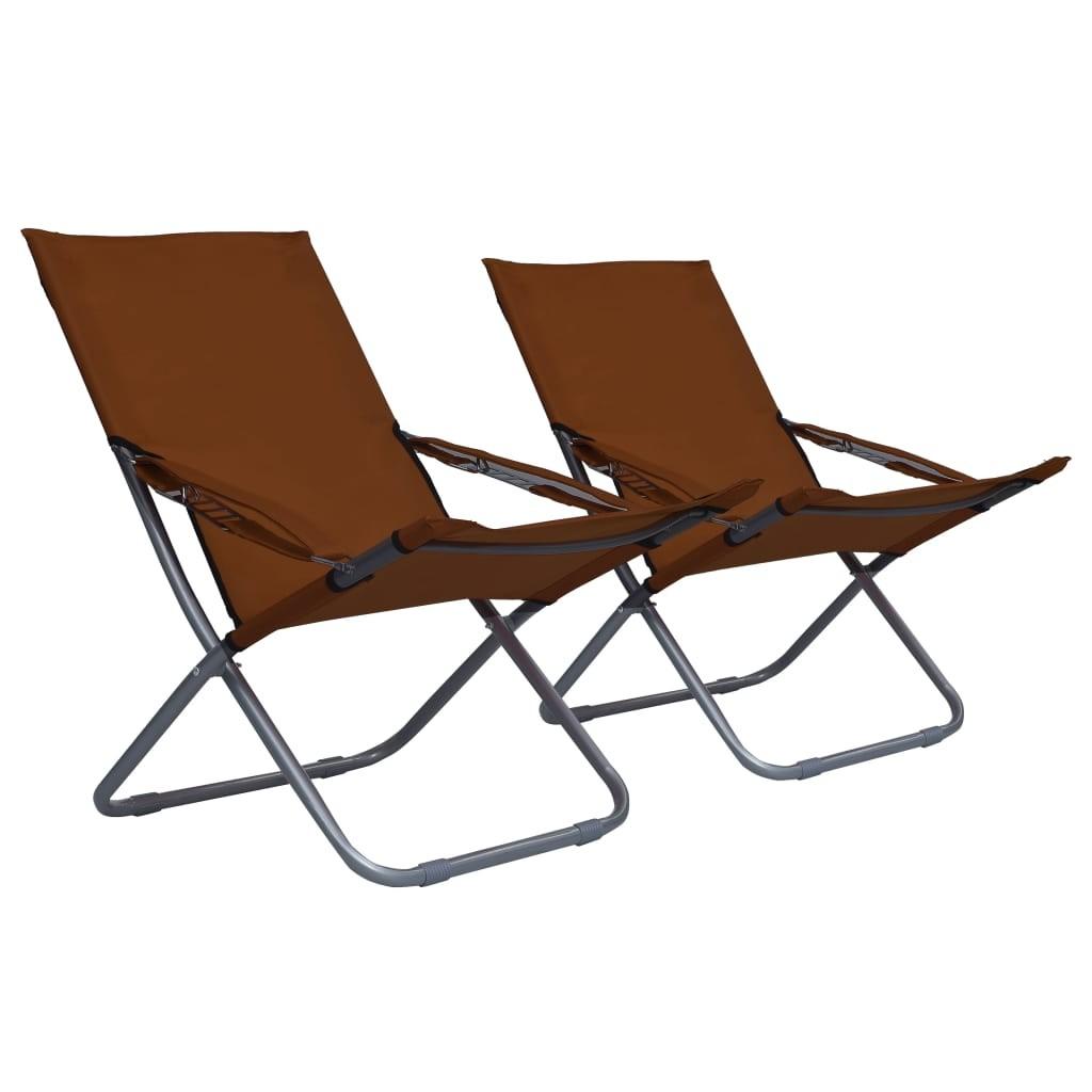 Foldbare strandstole 2 stk. stof brun
