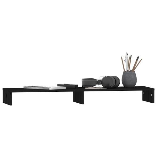 Skærmholder 100x27x10 cm massivt fyrretræ sort