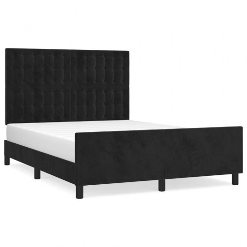 Sengeramme i fløjl - sort 140 x 190 cm med justerbar sengegavl