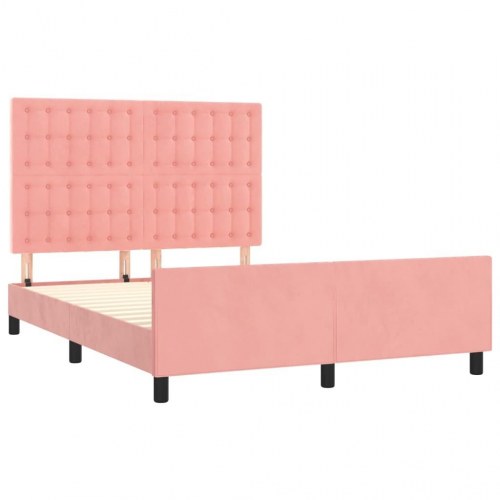 Sengeramme med sengegavl 140x190 cm i fløjl - pink