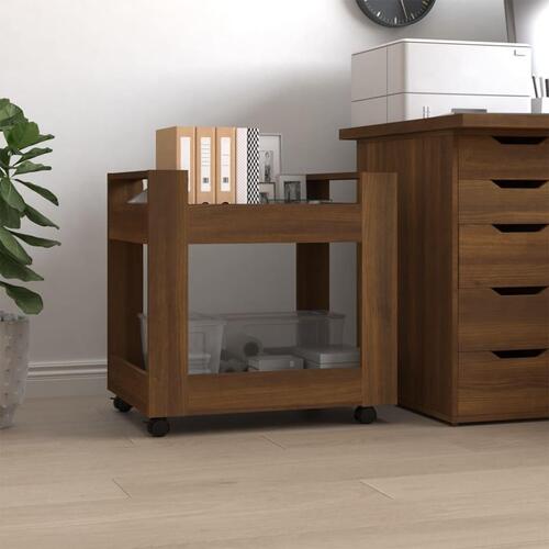 Kontorvogn 60x45x60 cm konstrueret træ brun egetræsfarve