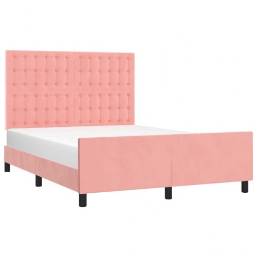 Sengeramme med sengegavl 140x200 cm i fløjl - pink