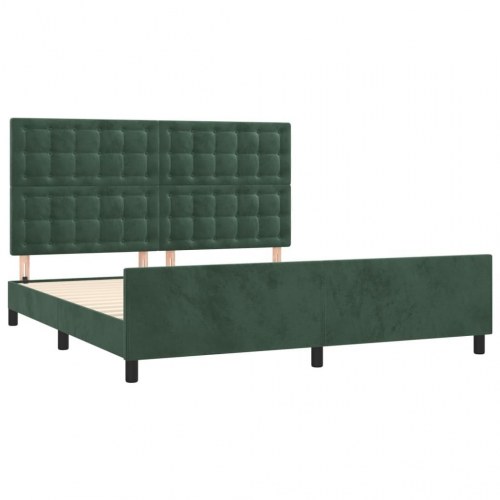 Sengeramme med sengegavl 180x200 cm i fløjl - mørkegrøn