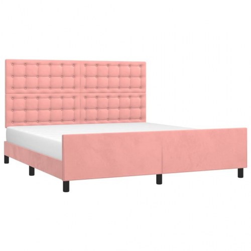 Sengeramme med sengegavl 180x200 cm - fløjl, pink