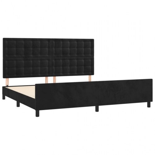Sengeramme med sengegavl i sort fløjl - 200 x 200 cm