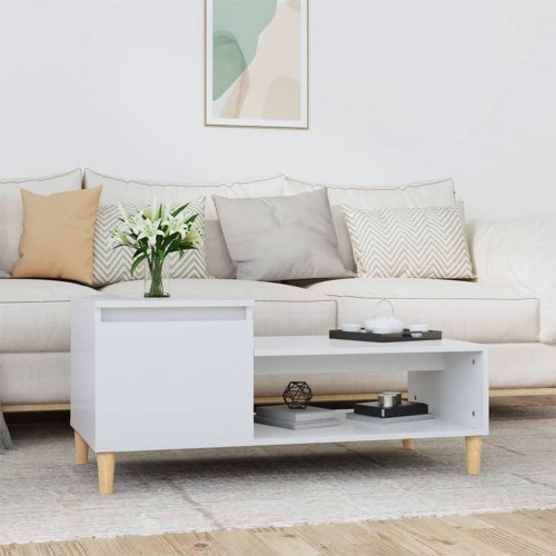 Sofabord 100 × 50 × 45 cm - hvid højglans, konstrueret træ