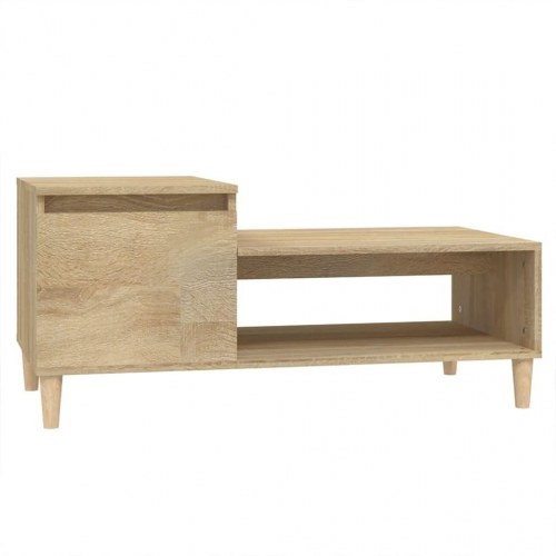 Sofabord med opbevaring 100×50×45 cm - konstrueret træ i sonoma-eg