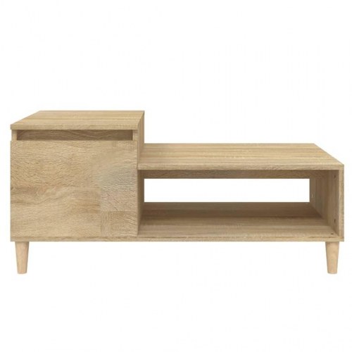 Sofabord med opbevaring 100×50×45 cm - konstrueret træ i sonoma-eg