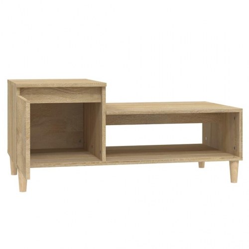 Sofabord med opbevaring 100×50×45 cm - konstrueret træ i sonoma-eg