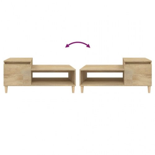 Sofabord med opbevaring 100×50×45 cm - konstrueret træ i sonoma-eg