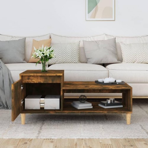 Sofabord i konstrueret træ 100×50×45 cm - røget egetræsfarve