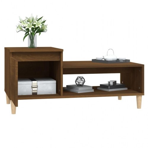 Sofabord 100 × 50 × 45 cm i konstrueret træ - brun egetræsfarve