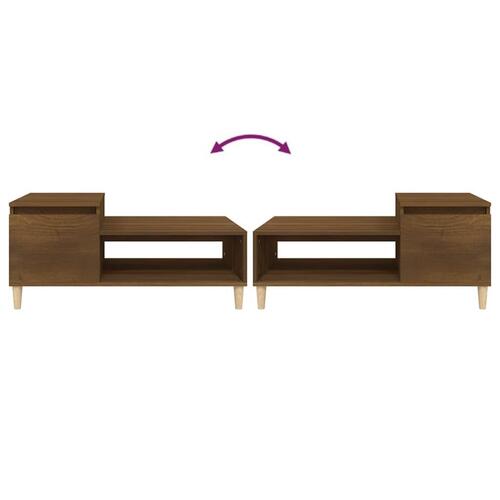Sofabord 100x50x45 cm konstrueret træ brun egetræsfarve