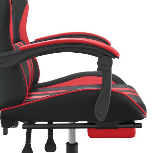 Gamingstol med fodstøtte kunstlæder sort og rød