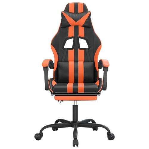 Gamingstol med fodstøtte kunstlæder sort og orange