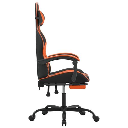 Gamingstol med fodstøtte kunstlæder sort og orange