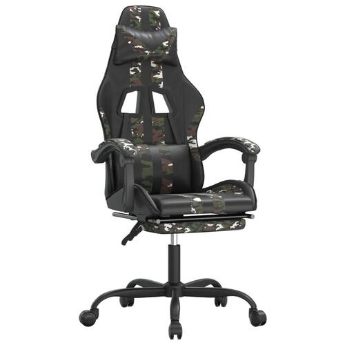 Gamingstol med fodstøtte kunstlæder sort og camouflage