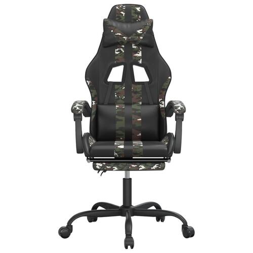 Gamingstol med fodstøtte kunstlæder sort og camouflage