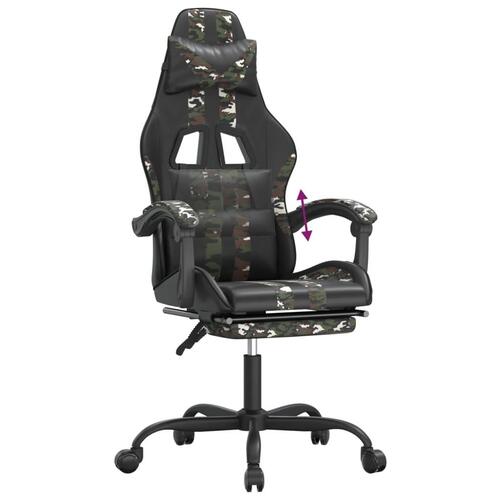 Gamingstol med fodstøtte kunstlæder sort og camouflage