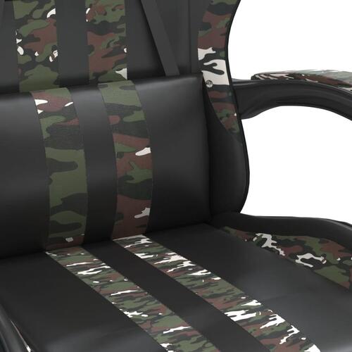 Gamingstol med fodstøtte kunstlæder sort og camouflage