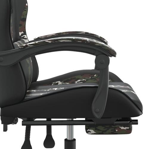 Gamingstol med fodstøtte kunstlæder sort og camouflage