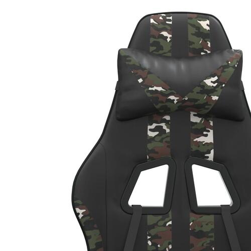 Gamingstol med fodstøtte kunstlæder sort og camouflage