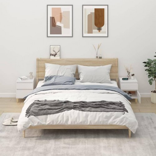 Sengeborde 2 stk. - 40×35×50 cm, hvid med træben