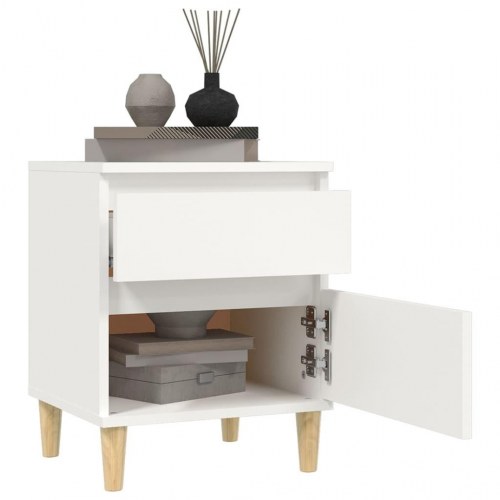 Sengeborde 2 stk. - 40×35×50 cm, hvid med træben