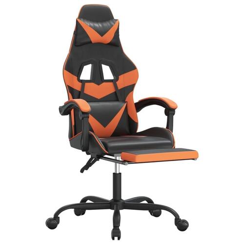 Gamingstol med fodstøtte kunstlæder sort og orange