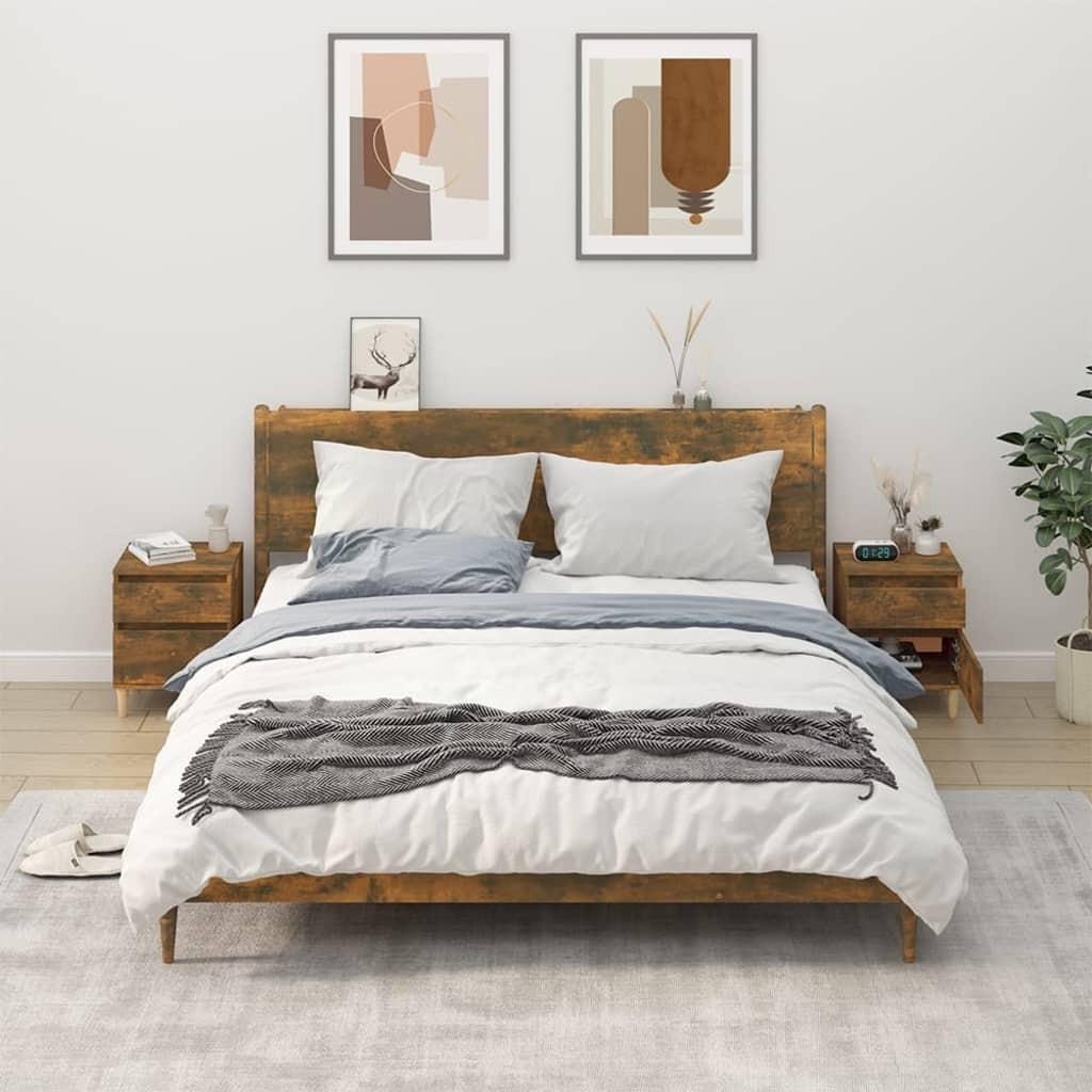 Sengeborde 2 stk. 40x35x50 cm røget egetræsfarve