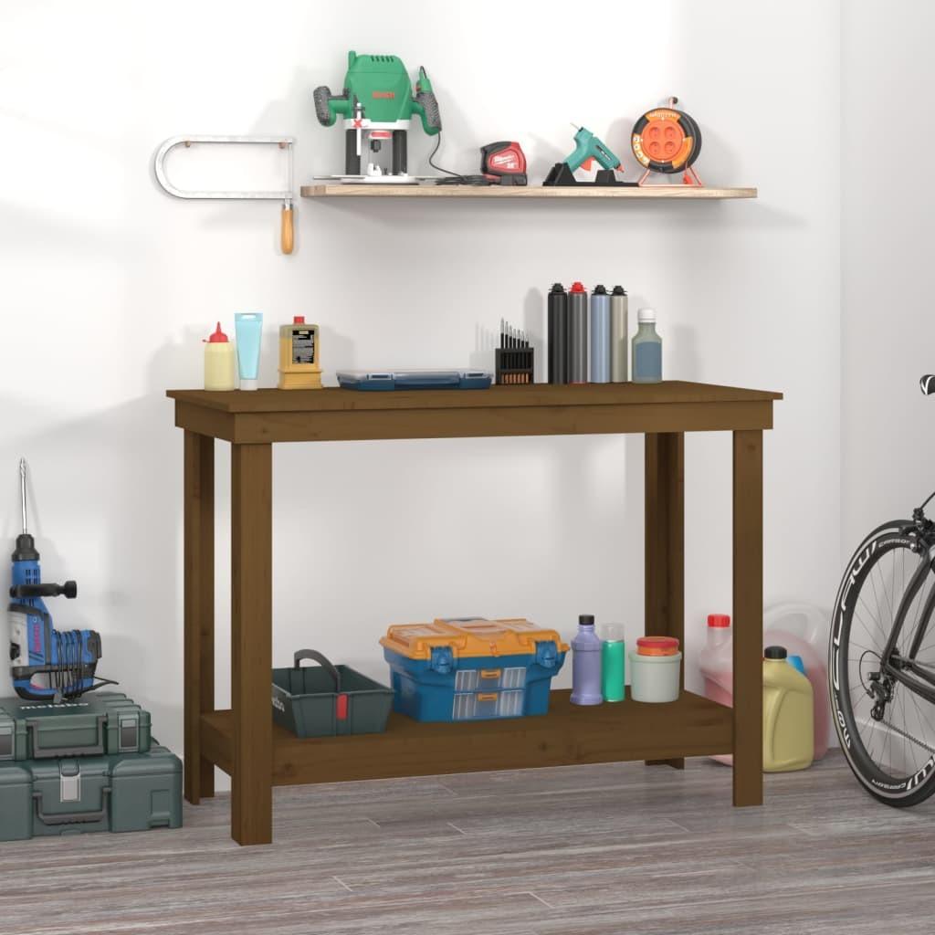 Arbejdsbord 110x50x80 Cm Massivt Fyrretræ Gyldenbrun