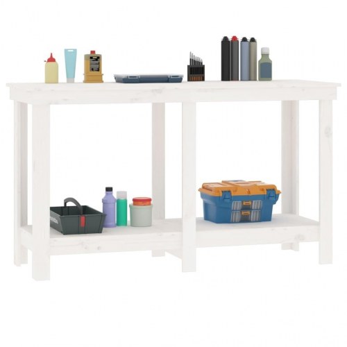 Arbejdsbord i massivt fyrretræ - hvid, 140 × 50 × 80 cm