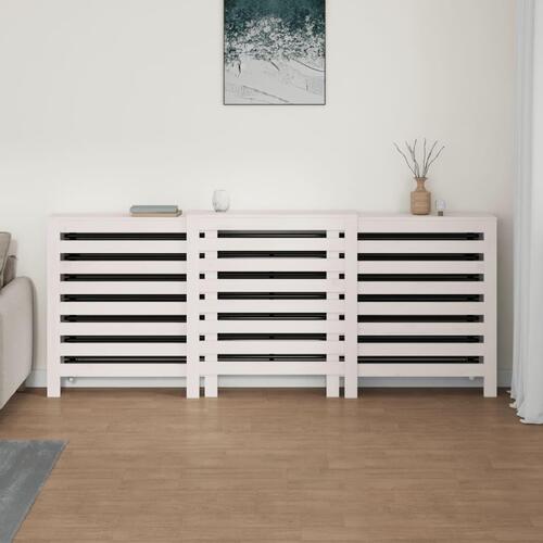 Radiatorskjuler 210x21x85 cm massivt fyrretræ hvid