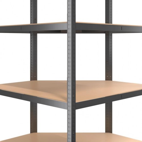 Hylder 2 stk. 5 hylder stål konstrueret træ antracit