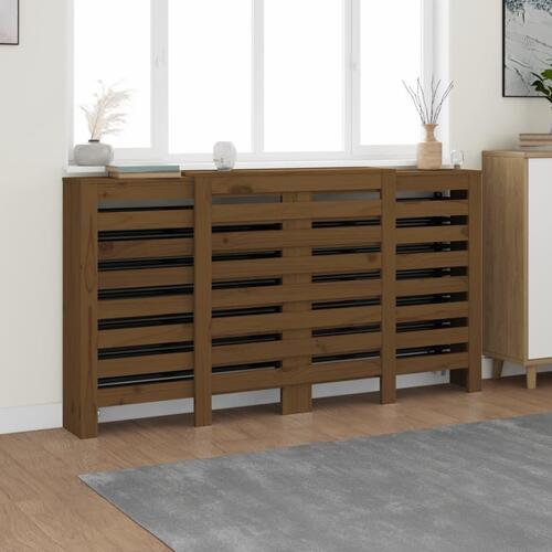 Radiatorskjuler 210x21x85 cm massivt fyrretræ gyldenbrun