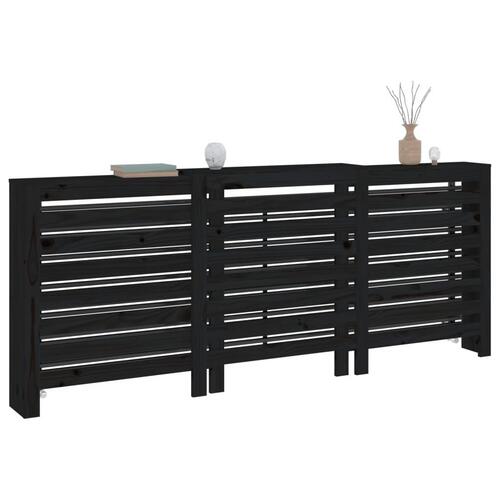 Radiatorskjuler 210x21x85 cm massivt fyrretræ sort