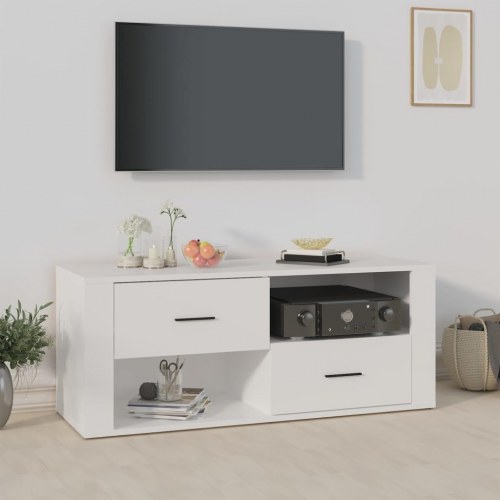 Tv-bord i konstrueret træ - hvid, 100 × 35 × 40 cm