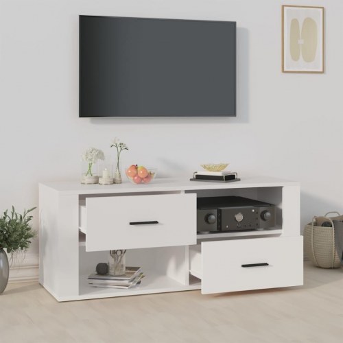 Tv-bord i konstrueret træ - hvid, 100 × 35 × 40 cm