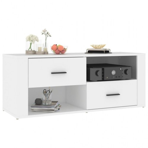 Tv-bord i konstrueret træ - hvid, 100 × 35 × 40 cm