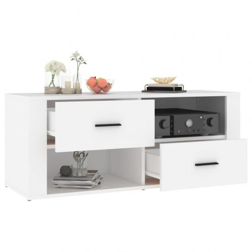 Tv-bord i konstrueret træ - hvid, 100 × 35 × 40 cm