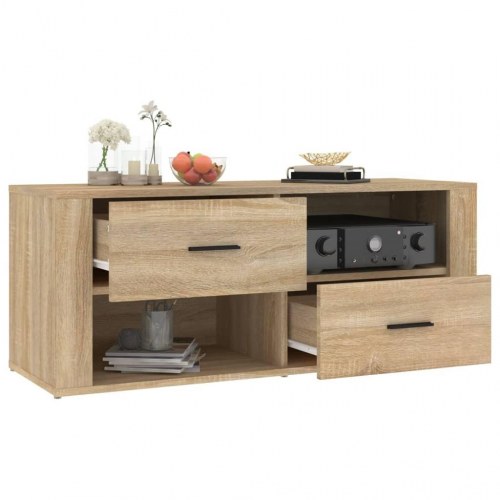 Tv-bord i konstrueret træ - 100×35×40 cm, sonoma-eg