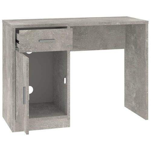 Skrivebord med skuffe og skab 100x40x73 cm konstrueret træ grå