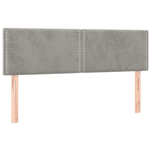 Sengegavl i fløjl - lysegrå 144 × 5 × 78/88 cm med nitter