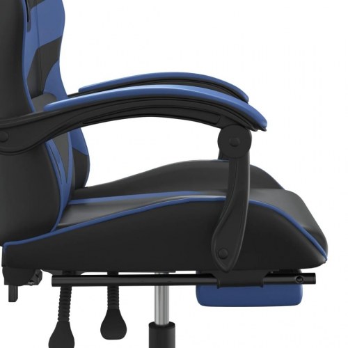 Gamingstol med fodstøtte og massagepude - sort og blå