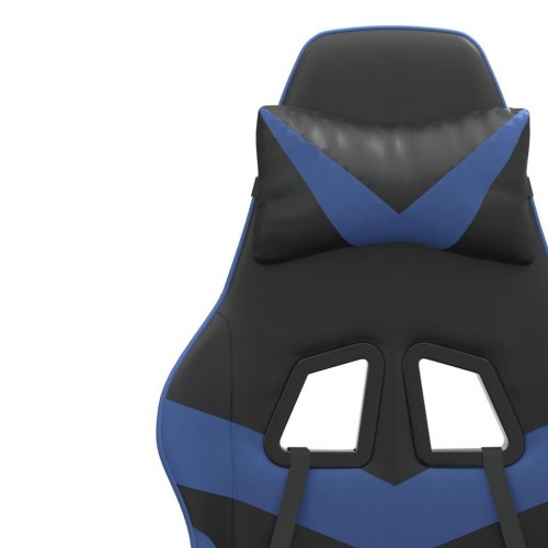 Gamingstol med fodstøtte og massagepude - sort og blå