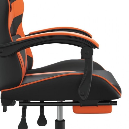 Gamingstol med fodstøtte - sort og orange