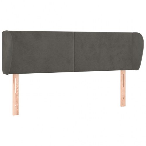 Sengegavl med kanter i fløjl 147 x 23 x 78/88 cm - mørkegrå